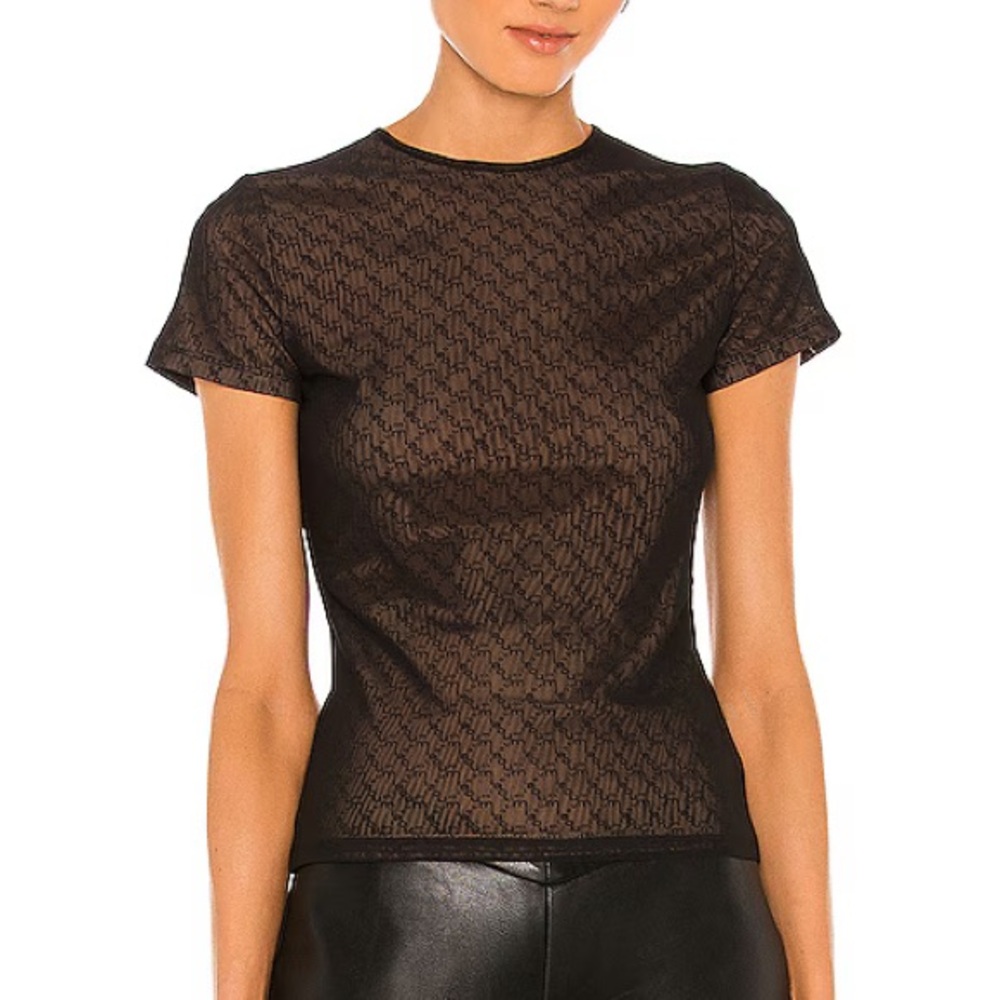 Miaou Black Sheer Short Sleeve Top